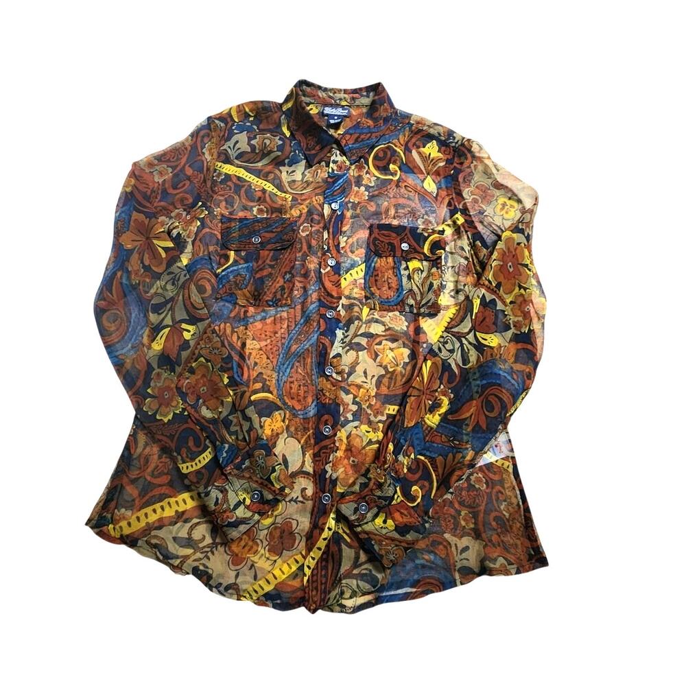 Lucky Brand Sheer Long Sleeve Blouse Shirt Women Size Medium